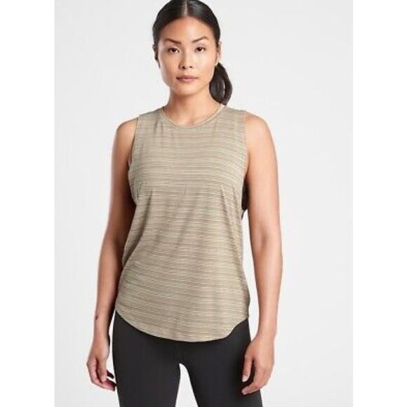 Athleta Tops - Athleta Cloudlight Striped Muscle Tank Top Stripe Sage Green Athletic XS